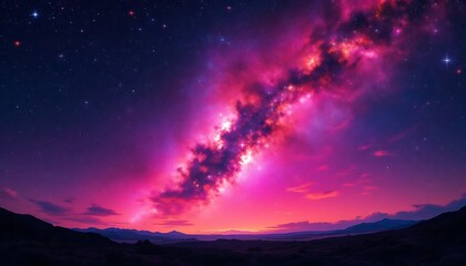 Fototapeta premium Vibrant Night Sky Over Mountains with Galactic Cloud and Stars