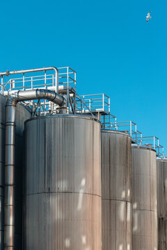 Industrial Storage Silos with Piping