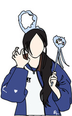 Illustration vector of Kpop fashion stage. idols of Koreans performing. K-pop female fashion idol. female singer who is singing wearing beautiful clothes