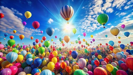 Joyful Balloon Panorama: Colorful Celebration in the Sky