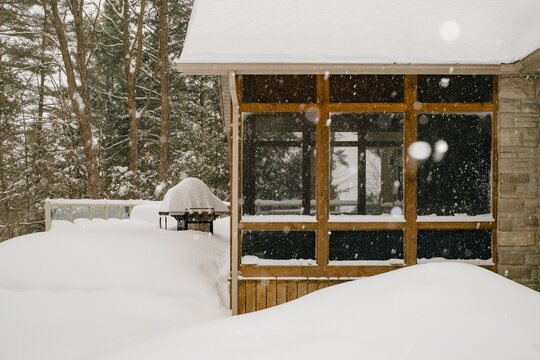 Muskoka Room and Snow-Covered Grill