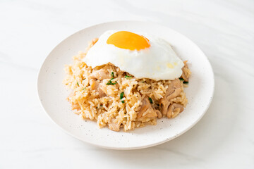 fried rice with pork and fried egg in Japanese style