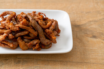 Sun-Dried Pork on white plate