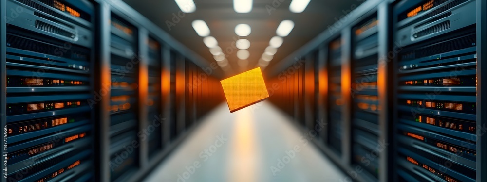 Poster a complex and interconnected digital landscape of server racks cables and advanced technology creati