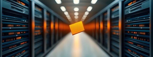 A complex and interconnected digital landscape of server racks cables and advanced technology creating a futuristic and efficient data center environment