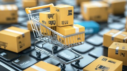 Concept of a B2B online marketplace with multiple business transactions.