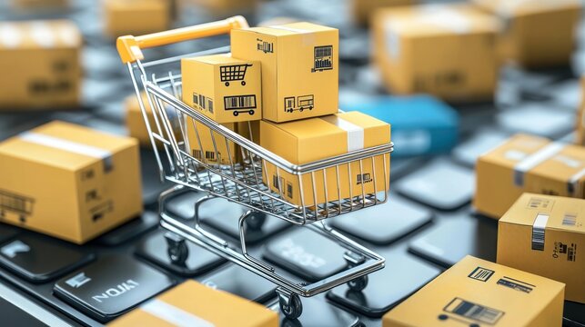 Concept of a B2B online marketplace with multiple business transactions.