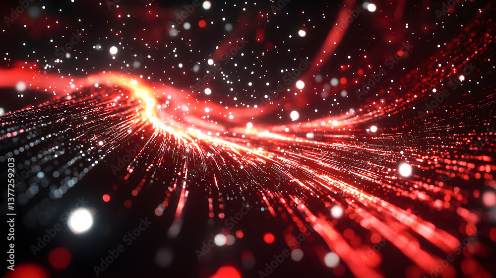 Poster abstract data flow and glowing digital particles wallpaper in a futuristic background vivid colors d