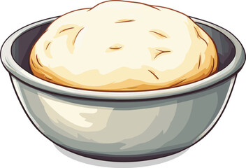 Homemade dough resting in a bowl before being shaped for baking bread or pizza cartoon isolated on transparent background. Vector illustration.