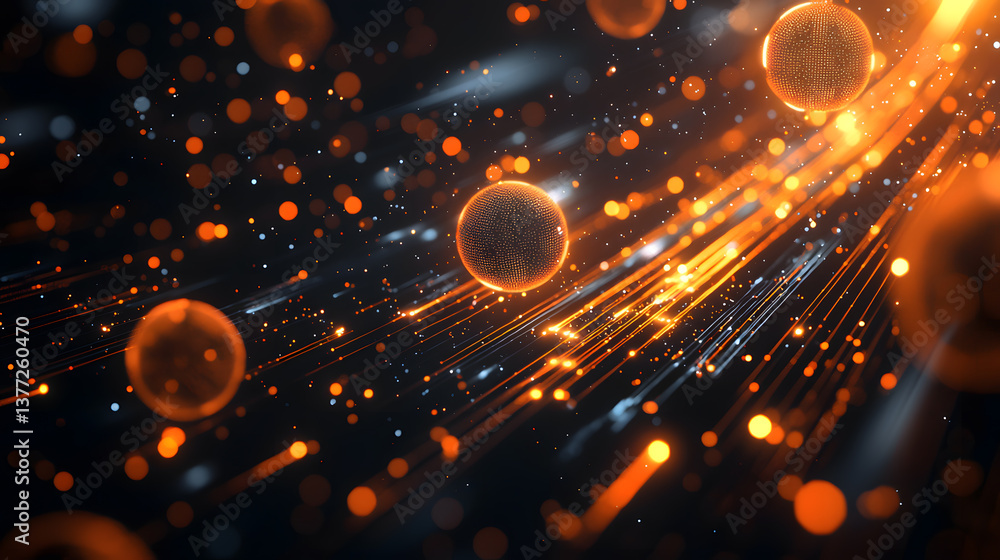 Poster glowing digital particles and abstract data flow background wallpaper dynamic visuals technology mod
