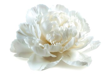 White Peony Isolated on White Background. Beautiful Peony Flower