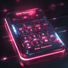Obraz premium Neon keypad for entering password