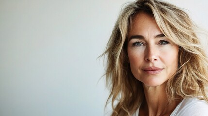 Fototapeta premium Stunning Portrait of a Mature Woman in Her 50s with Natural Beauty