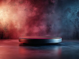 Dark Platform with Red and Blue Moody Lighting