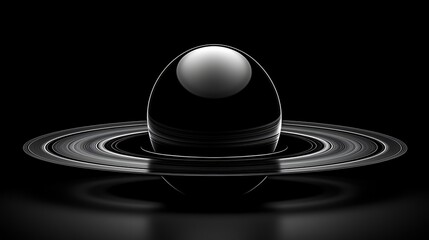 Dark Reflective Sphere with Concentric Rings