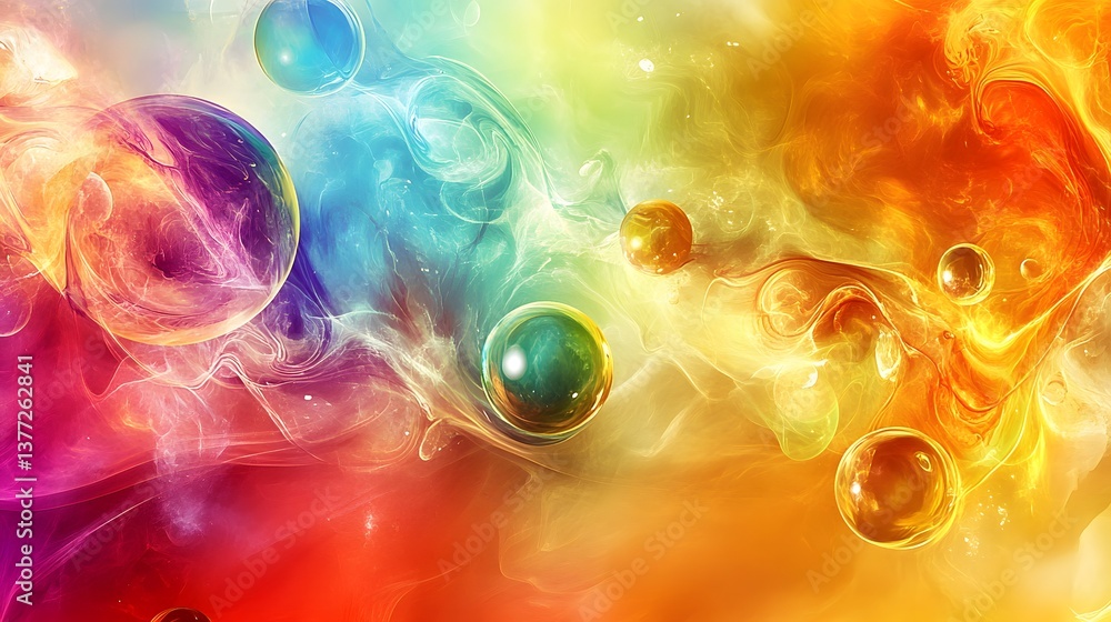 Aufkleber beautiful colorful abstract composition featuring bubbles and wispy vaporous forms