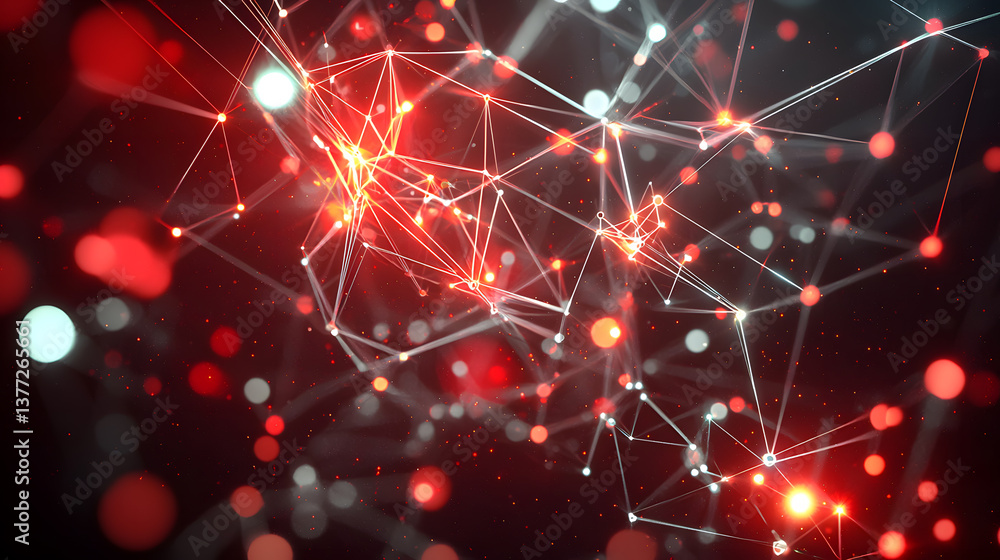 Poster dynamic action of abstract data flow and glowing digital particles background wallpaper technology e