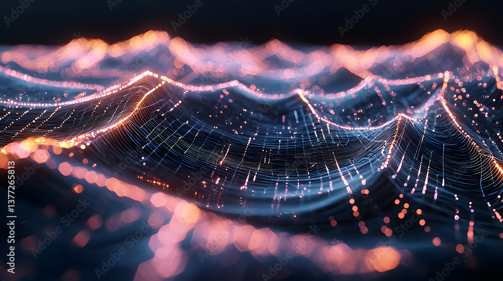 Poster dynamic neural network waves abstract background wallpaper digital art high-tech environment futuris