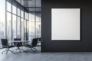 Modern office meeting space with city views