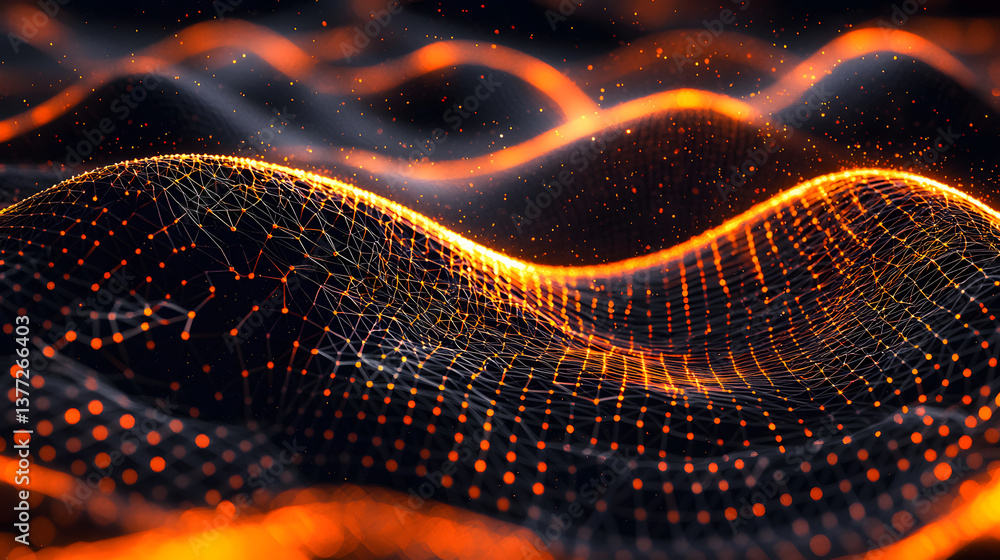 Poster dynamic neural network waves abstract background digital wallpaper technology environment vibrant vi