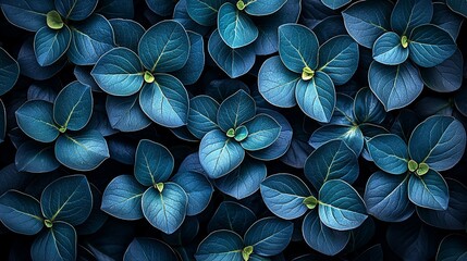 Dark Teal Blue Lush Foliage Texture Background
