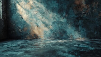 Dark Teal Grunge Wall Interior Background