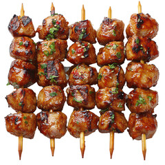 Chicken and Pork Satay PNG grilled chicken and pork satay PNG satay skewers PNG delicious satay food PNG chicken pork skewers PNG isolated transparent background image