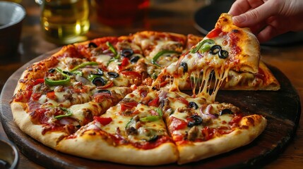 A person enjoying a homemade pizza with toppings of their choice.