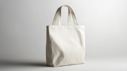Minimalist Blank Canvas Tote Bag Isolated on Neutral Background &ndash; Eco-Friendly Shopping Bag Mockup