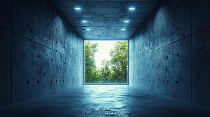 Dark Tunnel Leading to Green Forest