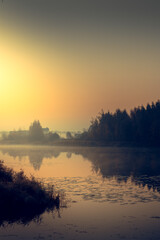 Fototapeta premium Lake on an autumn morning. Autumn landscape. Background for relax.