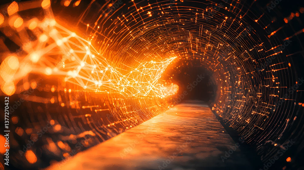 Poster neural network innovation in ai digital tunnel background abstract wallpaper tech environment futuri