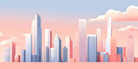 Obraz premium Flat City Skyline Illustration Background