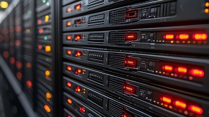 Data Center Server Racks Close Up