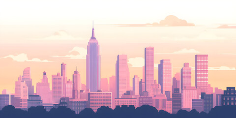 Fototapeta premium Flat City Skyline Illustration Background