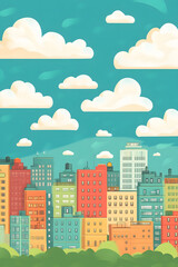 Flat City Skyline Illustration Background