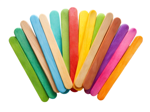 Popsicle sticks for crafts isolated on transparent background