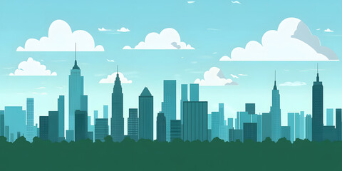 Obraz premium Flat City Skyline Illustration Background