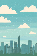 Naklejka premium Flat City Skyline Illustration Background