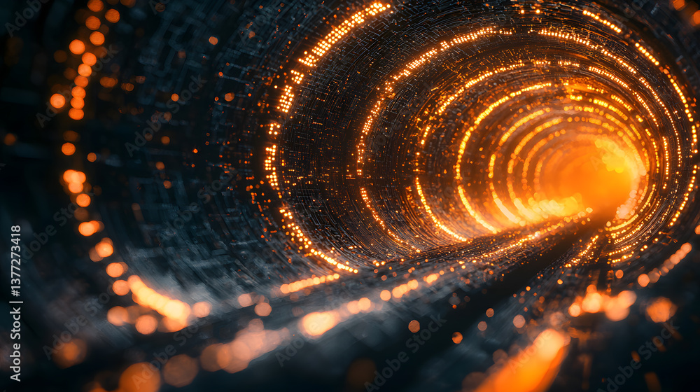 Poster dynamic ai neural network flow tunnel wallpaper futuristic background tech environment engaging pers