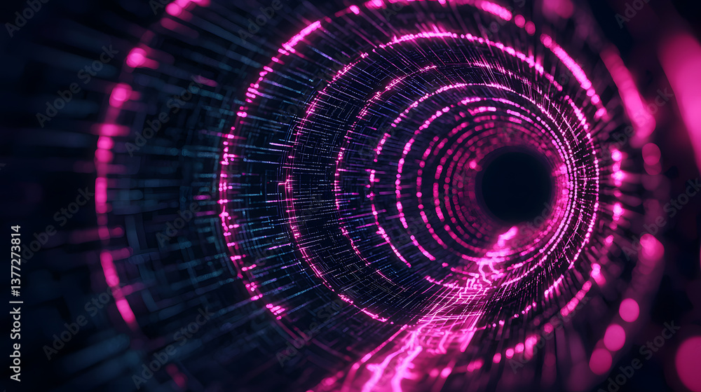 Poster dynamic neural network flow abstract tunnel digital wallpaper dark background futuristic viewpoint a