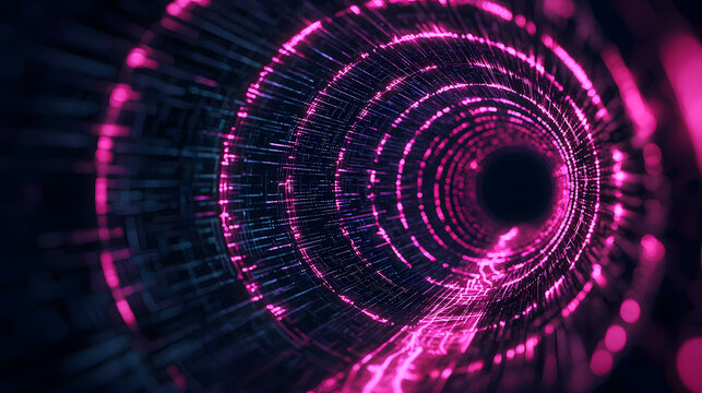 Dynamic neural network flow abstract tunnel digital wallpaper dark background futuristic viewpoint ai concept