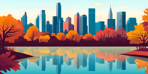 Flat City Skyline Illustration Background
