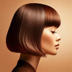 Fototapeta premium thoughtful sleek bob with straight bangs 