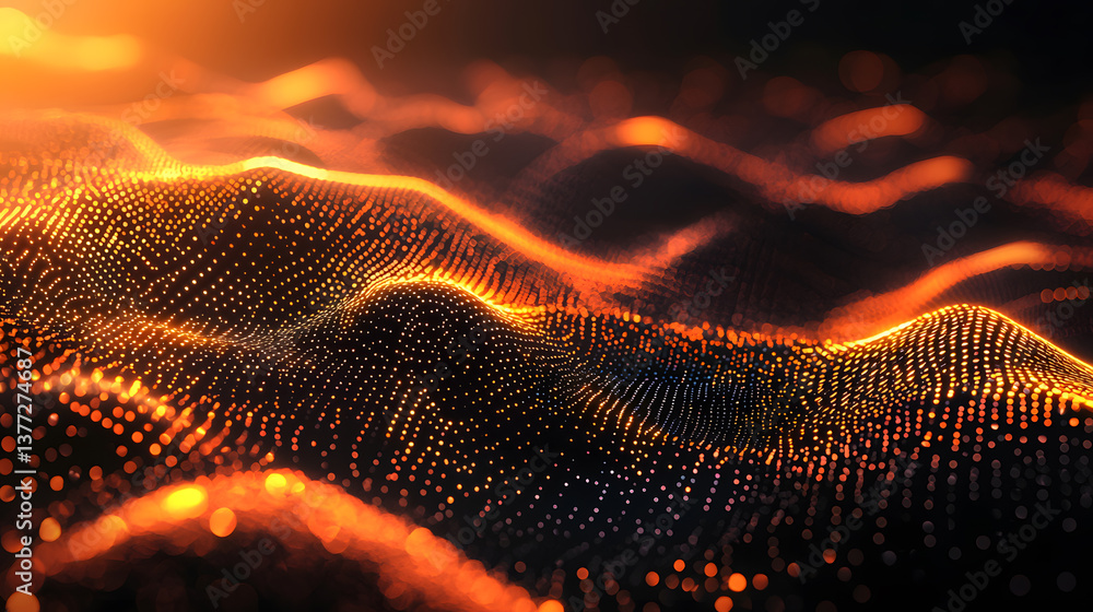 Poster dynamic neural network waves abstract background wallpaper digital art futuristic environment high-c
