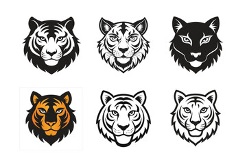 A set of tiger head icon vector illustration