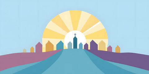 Fototapeta premium Flat City Skyline Illustration Background