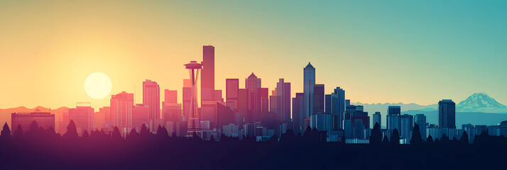 Fototapeta premium Flat City Skyline Illustration Background