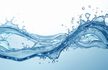 Transparent water texture background, with water wave, splash. Clear liquid in motion, blue, light, clean. Suitable for cosmetic, skincare product. Beautiful, fresh design for spa, beauty, summer,