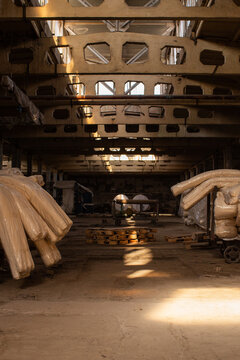 a warehouse full of natural fabric